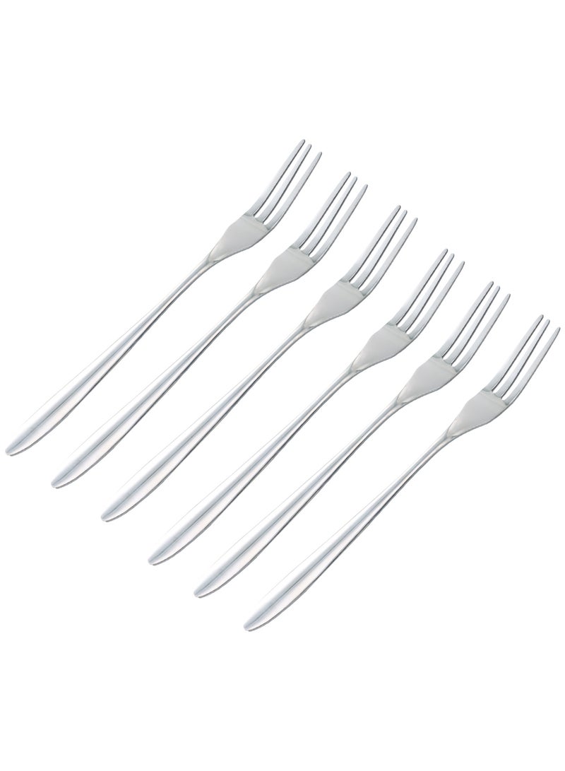 Cake Fork Set, 6 Pieces, 13cm, Stainless Steel, Perfect for Fruit, Desserts, Appetizers, and Pastries  - Image 1