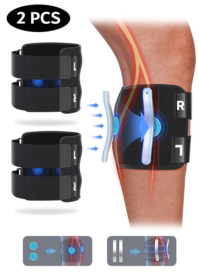 Blue zoo 2 Pcs Knee Brace with Side Stabilizers for Pain Relief, Dual Adjustable Knee Joint Protective Support, Targeted Compression for Maximum Relief (Black) - Image 1