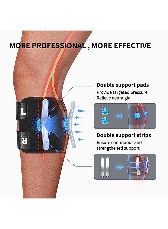Blue zoo 2 Pcs Knee Brace with Side Stabilizers for Pain Relief, Dual Adjustable Knee Joint Protective Support, Targeted Compression for Maximum Relief (Black) - Image 5