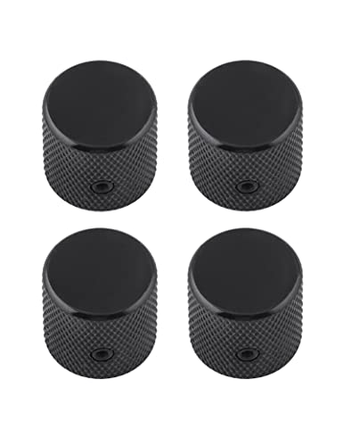 Rubatone Metal Guitar Knobs Flat Top Control Knobs with Black Knurled Barrels 6mm Split Shafts Volumn Tone Control Knobs Screw Type for Tele Strat Style Electric Guitar or Bass Guitar Pack of 4pcs. - Image 5