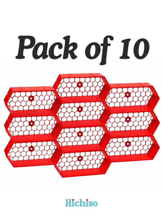 HICHISO Modular 1:64 Scale Die cast Cars Display | Premium Wall Display | Mini Car Showcase for Collectors | Compatible with HOT Wheels, Matchbox, Mini GT (Without Toys) | RED HEX (Pack of 10) - Image 2