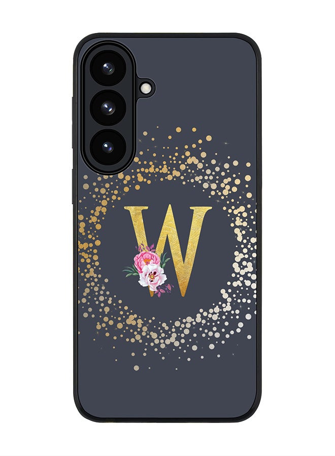 For Samsung Galaxy S26 Case,Slim fit Camera Protection, Shockproof Thin Phone cover  - Custom Monogram Floral - W  (Grey )