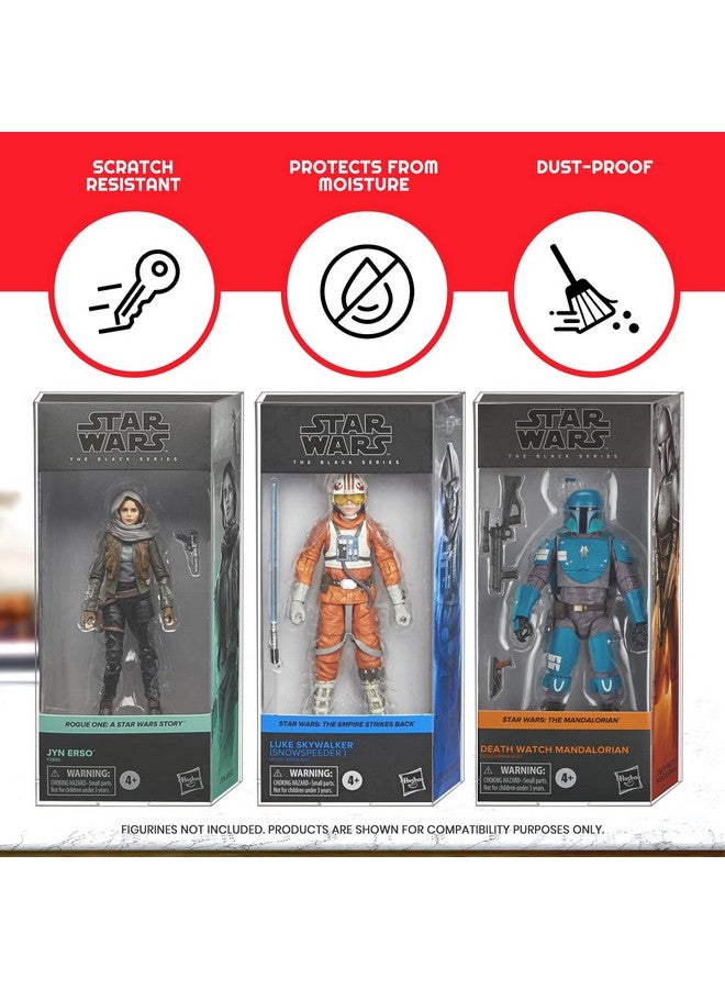 EVORETRO Action Figure Display Case Compatible With Star Wars Black Series With Angled Corners Regular 6" Action Figures Thick Ultra Clear Protective Cases Pet Plastic Box Protector 10 Pack - Image 3