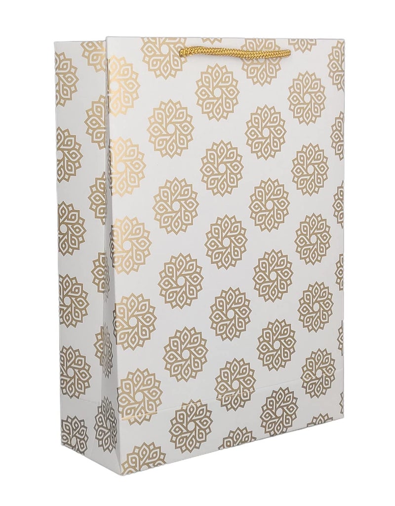 Arrow Paper Products Golden Chakras Paper Gift Bags for Return Gift, Small Presents, Weddings, Birthday, Holiday Presents (20.32x7.62x27.94 Cm, Pack of 30) - Image 1