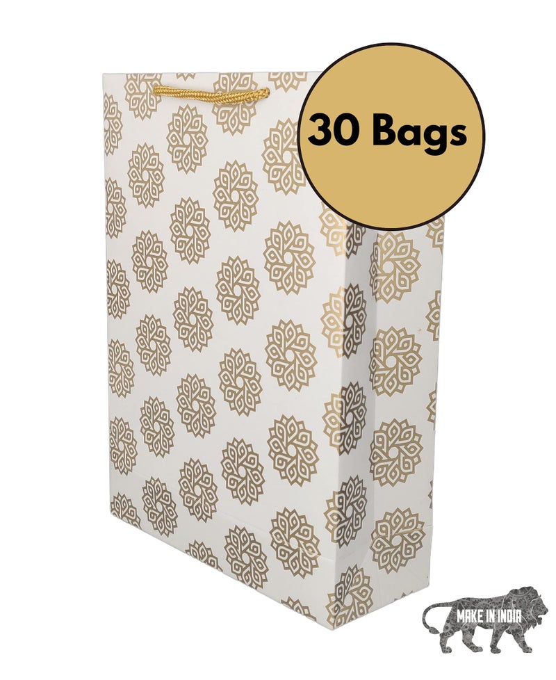 Arrow Paper Products Golden Chakras Paper Gift Bags for Return Gift, Small Presents, Weddings, Birthday, Holiday Presents (20.32x7.62x27.94 Cm, Pack of 30) - Image 4