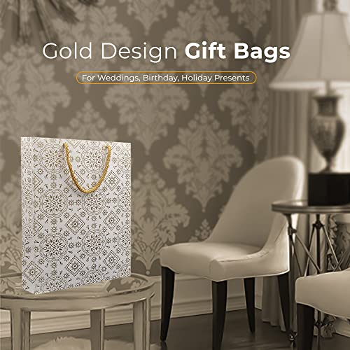 Arrow Paper Products Golden Chakras Paper Gift Bags for Return Gift, Small Presents, Weddings, Birthday, Holiday Presents (20.32x7.62x27.94 Cm, Pack of 30) - Image 2