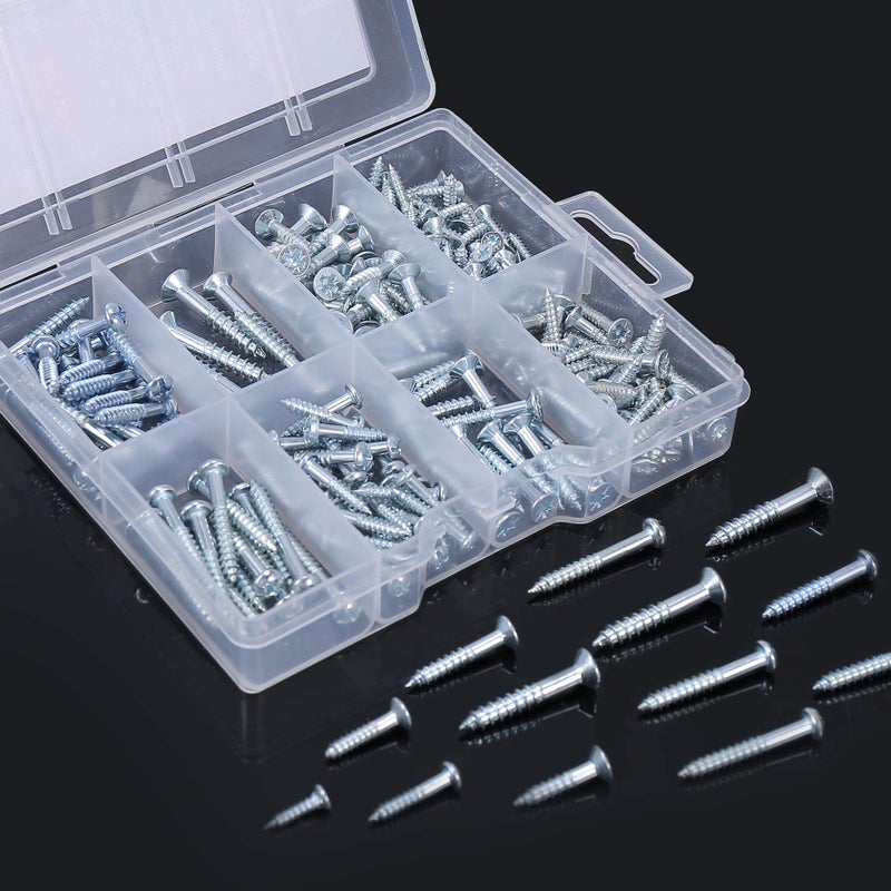 Farray Wood Screws Assortment Kit 224Pcs Galvanized Phillips Screws Set Wood Screws Assorted Screws Screw Kit Assorted Wood Screws Screw Set Assortment - Image 3
