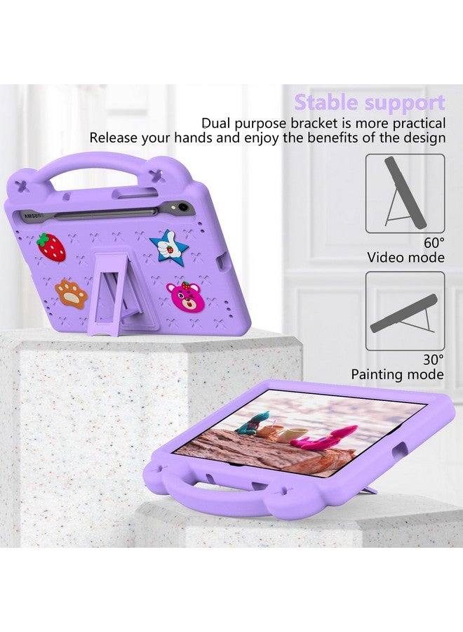 YRH for Galaxy Tab S9 FE 5G Case 10.9-inch Kids, EVA Boys Girls Stand Handle Cover for Samsung S9 FE/S9/S8/S7 Tablet Case, with DIY Cartoon Figures, Purple - Image 3