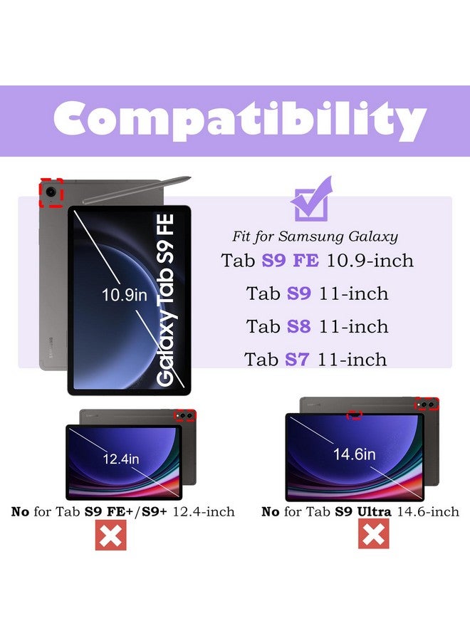 YRH for Galaxy Tab S9 FE 5G Case 10.9-inch Kids, EVA Boys Girls Stand Handle Cover for Samsung S9 FE/S9/S8/S7 Tablet Case, with DIY Cartoon Figures, Purple - Image 2