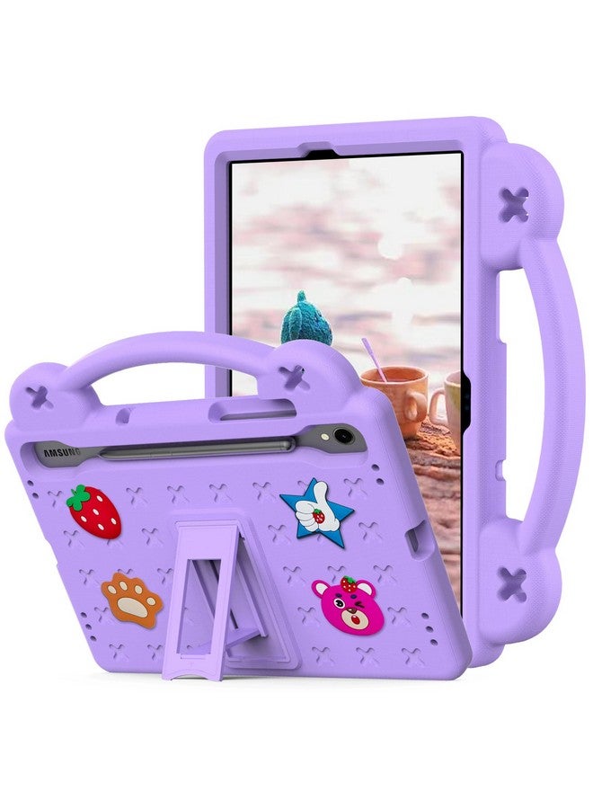YRH for Galaxy Tab S9 FE 5G Case 10.9-inch Kids, EVA Boys Girls Stand Handle Cover for Samsung S9 FE/S9/S8/S7 Tablet Case, with DIY Cartoon Figures, Purple - Image 1