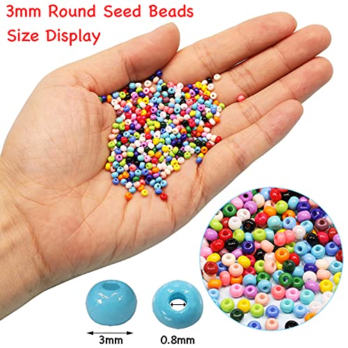 BALABEAD 3mm Round Size Almost Uniform Seed Beads, About 9600pcs in Box 24 Multicolor Assortment Size 8/0 Glass Seed Beads for Jewelry Making(400pcs/Color, 24 Colors) - Image 3