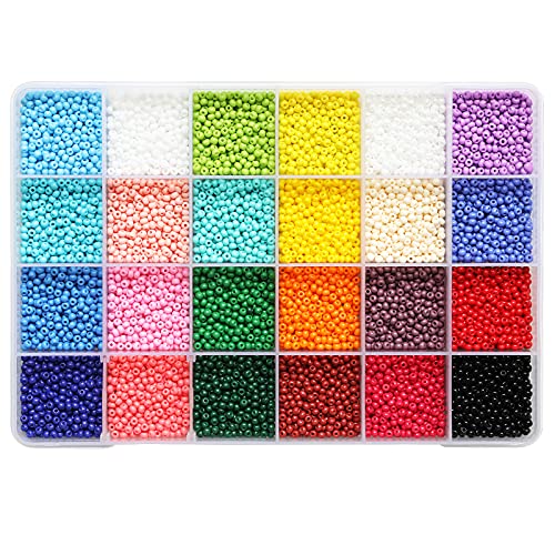 BALABEAD 3mm Round Size Almost Uniform Seed Beads, About 9600pcs in Box 24 Multicolor Assortment Size 8/0 Glass Seed Beads for Jewelry Making(400pcs/Color, 24 Colors) - Image 1