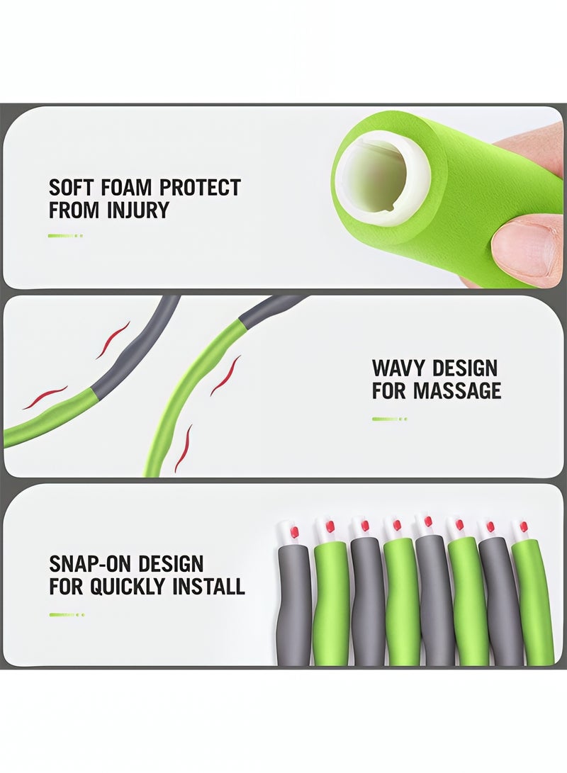 تايمي طوق هولا هوب من 8 أقسام قابلة للفك، حلقة هولا هوب للبالغين قابلة للتعديل لفقدان الوزن بتصميم مموج ومبطنة بفوم ناعم - أخضر/رمادي - Image 3