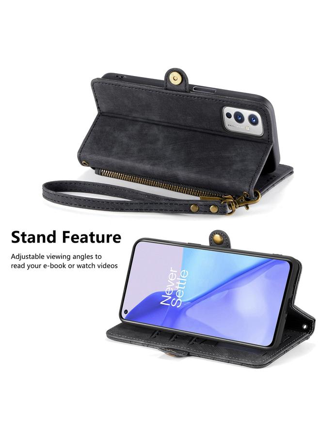 اس-توب جراب لهاتف OnePlus Nord CE2 Lite 5G، جراب هاتف جلدي بتصميم هندسي مزود بسحاب ومشبك جانبي - Image 4