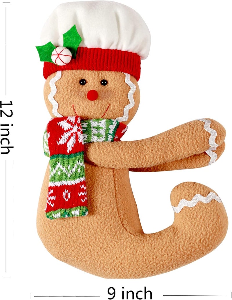 Hongsome Gingerbread Man Christmas Tree Topper Decorations,Unique Funny Xmas Plush Stuffed Gingerbread Hugger Decor for Christmas Tree Wine Bottle Curtain Ornaments,Ginger White Red Green - Image 5