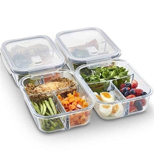 Red-Rubby Glass Lunch Box with 3-Compartment Meal Containers Food Storage Box with Air Vent Lid Lunch box for office school and travel. (Multicolor Lid) - Image 4
