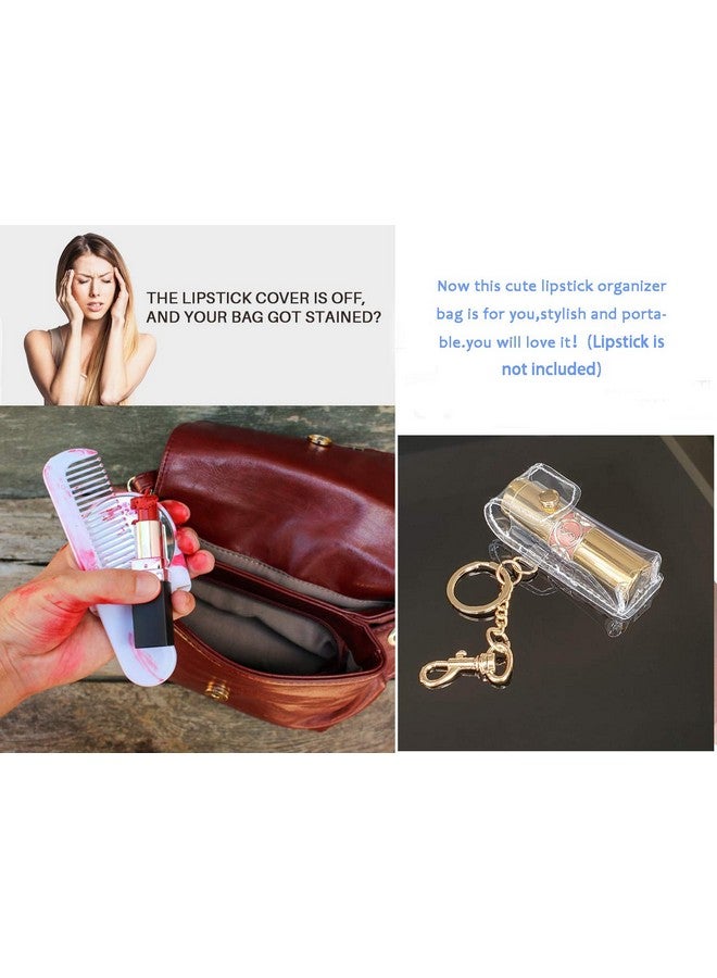 EDOBLUE Chapstick Keychain Holder, Clear Fashion Lipstick Case Holder Lip Balm Holder with Key Chain, Portable, Gift for Women Girls(1 pack) - Image 2