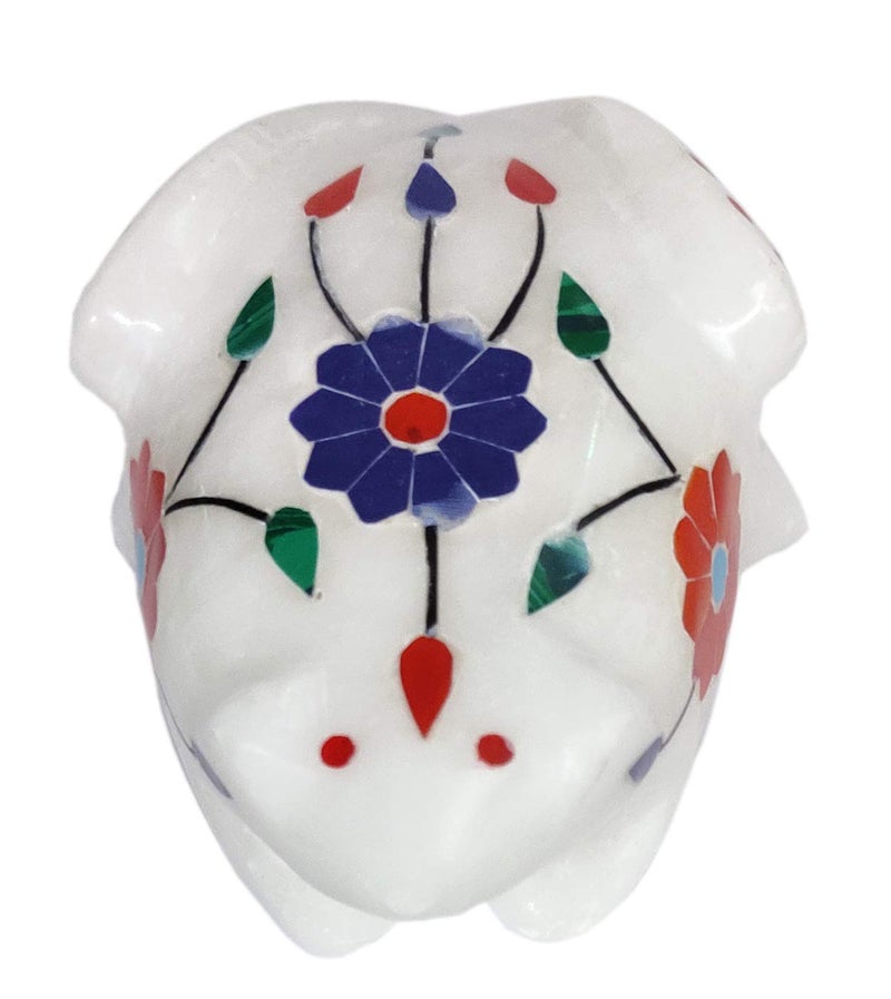 Purpledip Marble Statue 'Flirty Frog': Gemstone Inlay Collectible Showpiece Gift (12108) - Image 2