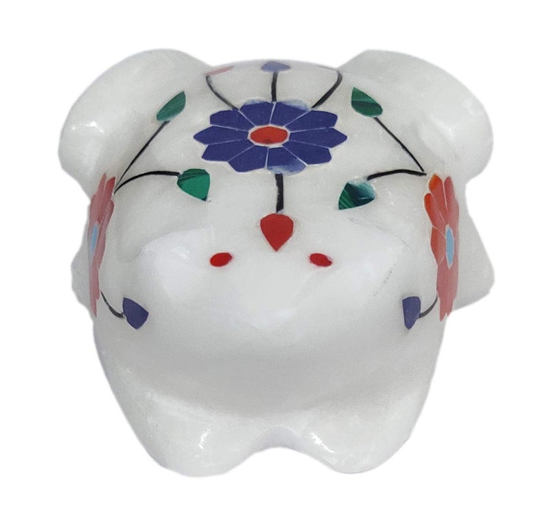 Purpledip Marble Statue 'Flirty Frog': Gemstone Inlay Collectible Showpiece Gift (12108) - Image 3