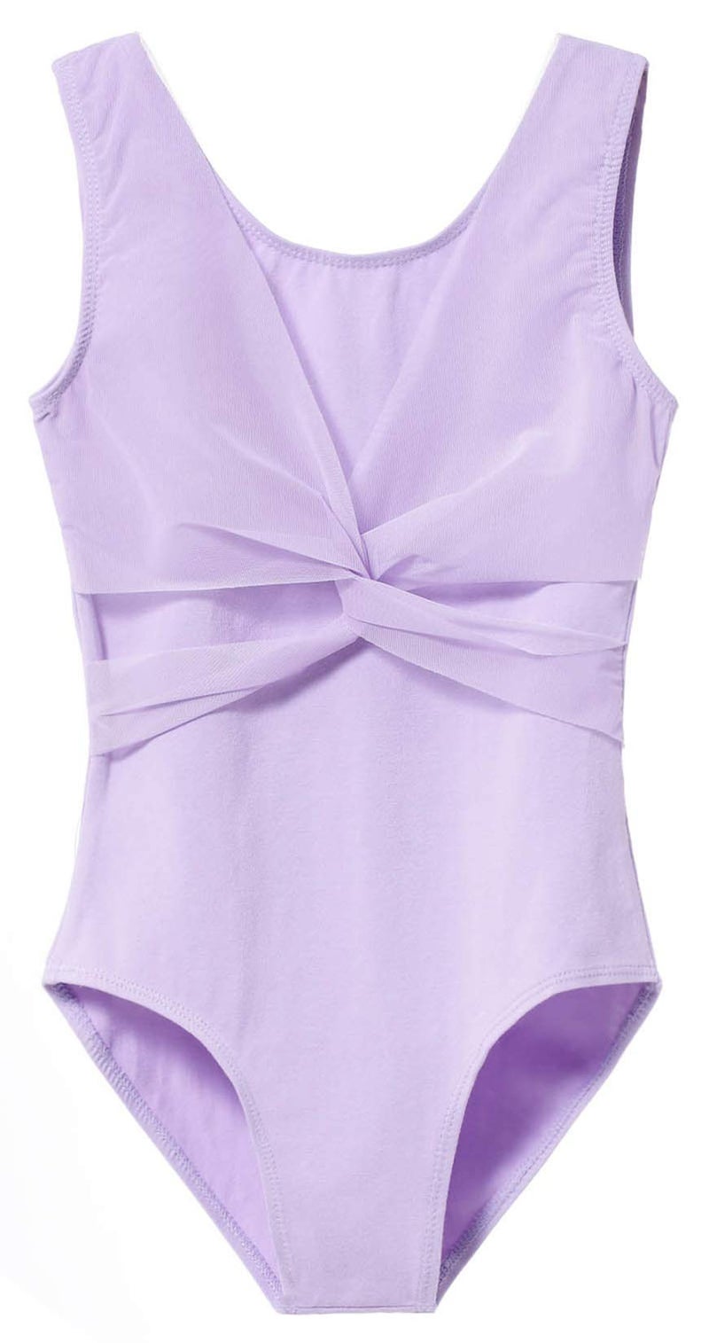 MdnMd Tank Mesh Cross Front Gymnastic Ballet Dance Leotard for Toddler Girls (Purple, Age 4-6 / 4t,5t) - Image 1