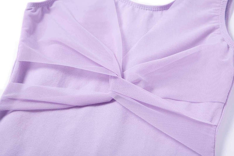 MdnMd Tank Mesh Cross Front Gymnastic Ballet Dance Leotard for Toddler Girls (Purple, Age 4-6 / 4t,5t) - Image 5
