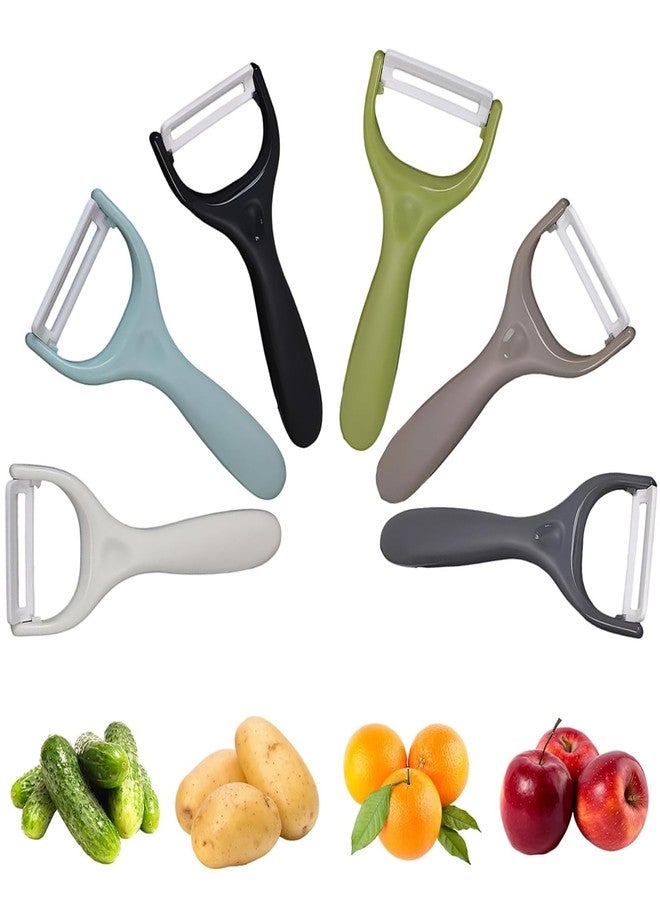 Trez Treamer 6-Pack Vegetable Peelers for Kitchen，Y Ceramic Peeler Safe Potato Peeler Set for Apple Veggie Carrot Fruit Zucchini Cucumber Peelers Bulk with Non-Slip Handle (Y) - Image 1