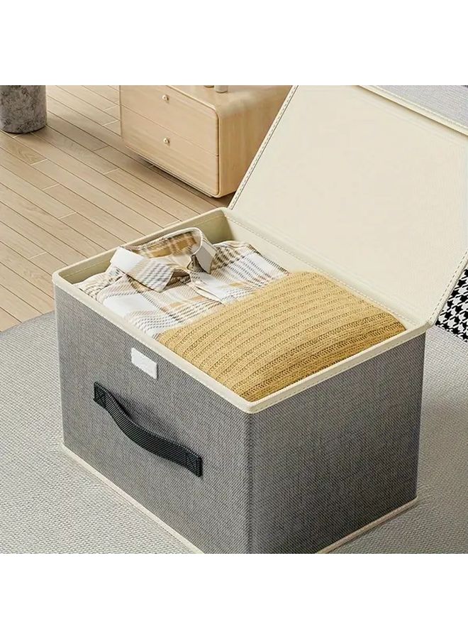1 Piece Classic Style Coffee Color Non Woven Fabric Storage Box With Flip Top Lid Dustproof Foldable And Portable Organizer For Clothes And Accessories Medium Size Under Bed Storage - Image 1