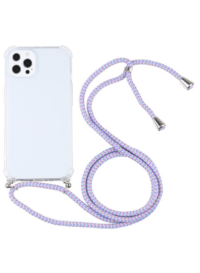 اس-توب جراب لهاتف iPhone 13 Pro جراب واقٍ شفاف مقاوم للصدمات من مادة TPU بأربع زوايا مع حبل - Image 1