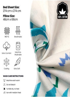 Raymond Raymond Home King Flat Sheet Bedsheet 140 Thread Count Luxirious Mercerised 100% Long Staple Cotton Bedding Printed Percale Finish Bed Linen with 2 Pillow Case -White & Pink (274 * 274 CM)  - Image 4