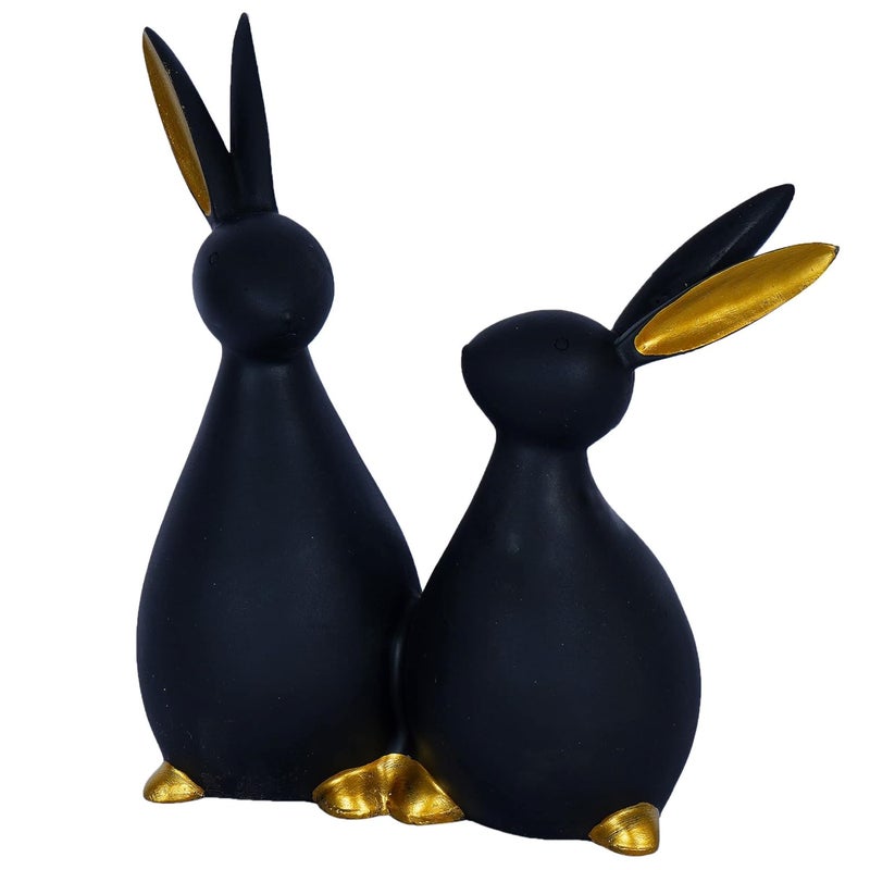 ZART Black Rabbit Cute Pair Showpiece for Home Decor Feng Shui Vastu 825 Inch Size - Image 4
