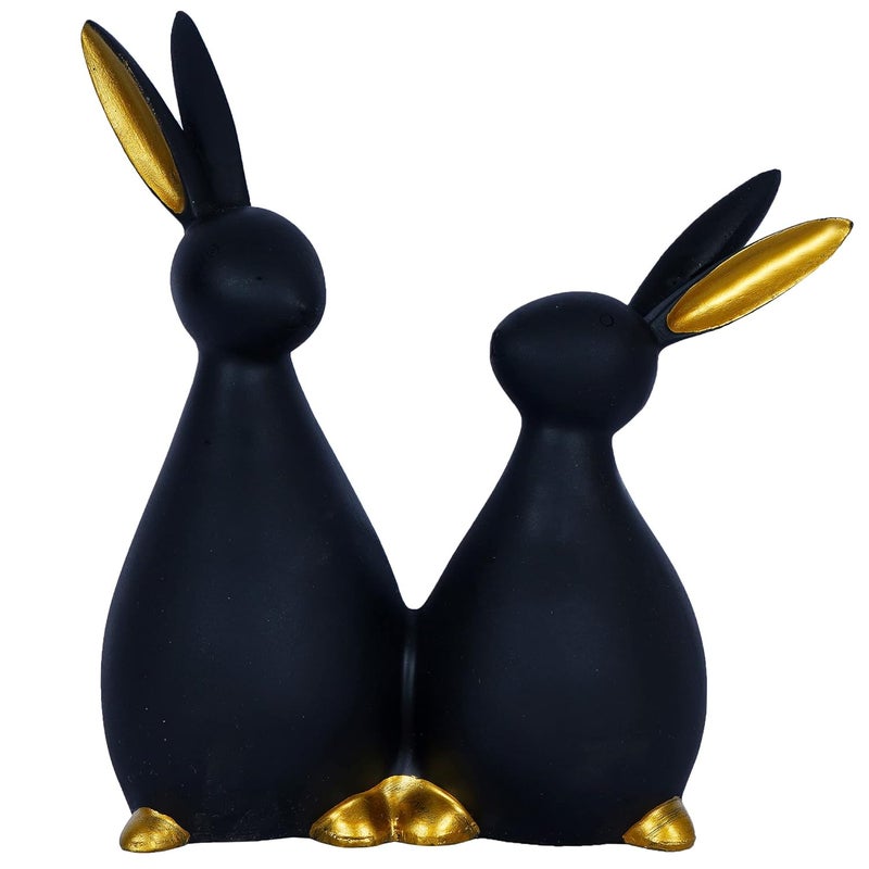 ZART Black Rabbit Cute Pair Showpiece for Home Decor Feng Shui Vastu 825 Inch Size - Image 2