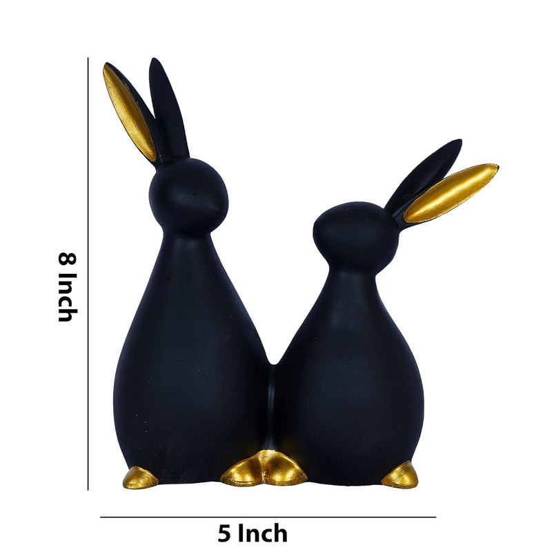 ZART Black Rabbit Cute Pair Showpiece for Home Decor Feng Shui Vastu 825 Inch Size - Image 5