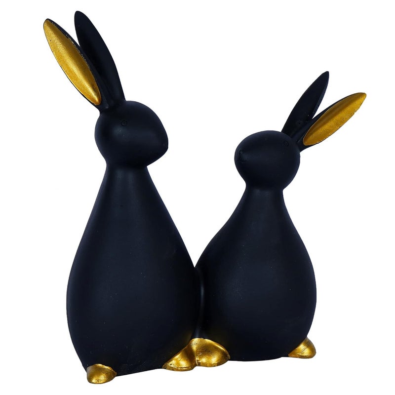 ZART Black Rabbit Cute Pair Showpiece for Home Decor Feng Shui Vastu 825 Inch Size - Image 3