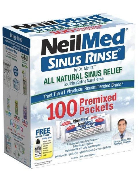 NeilMed Sinus Rinse All Natural Relief Premixed Refill Packets 100 Count (Pack of 1)