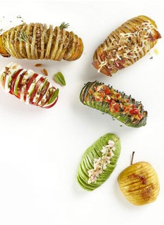 Toshionics Hasselback Vegetable Cutter Ultimate Kitchen Tool For Gourmet Potatoes Expert Veggie Slicing Crunchy Exterior Creamy Center Seamless Fan Shaped Culinary Presentation And Flavor Infused Delights  - Image 4