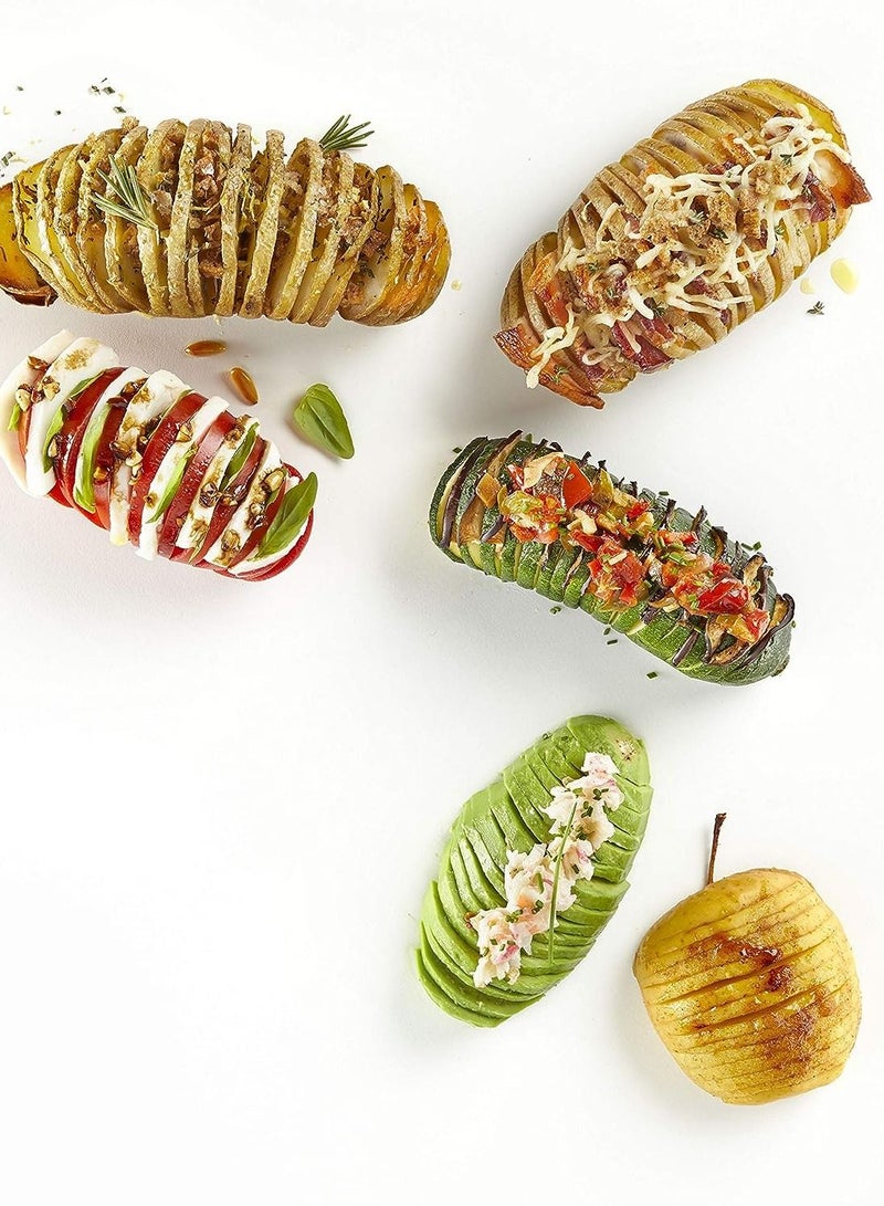 Toshionics Hasselback Vegetable Cutter Ultimate Kitchen Tool For Gourmet Potatoes Expert Veggie Slicing Crunchy Exterior Creamy Center Seamless Fan Shaped Culinary Presentation And Flavor Infused Delights  - Image 4