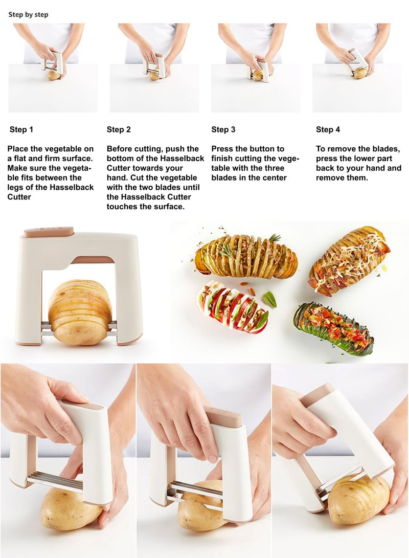 Toshionics Hasselback Vegetable Cutter Ultimate Kitchen Tool For Gourmet Potatoes Expert Veggie Slicing Crunchy Exterior Creamy Center Seamless Fan Shaped Culinary Presentation And Flavor Infused Delights  - Image 2