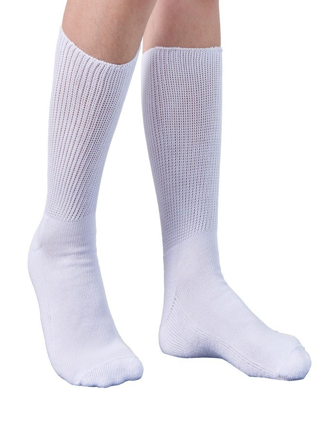 Y2Y2 Extra Wide Diabetic Socks, Non-Binding Edema Non Slip Hospital Socks, Shoe Size 7-12, 2 Pairs White - Image 2