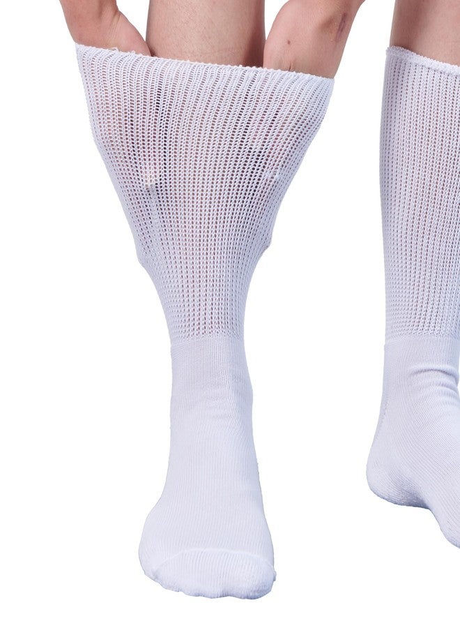 Y2Y2 Extra Wide Diabetic Socks, Non-Binding Edema Non Slip Hospital Socks, Shoe Size 7-12, 2 Pairs White - Image 4