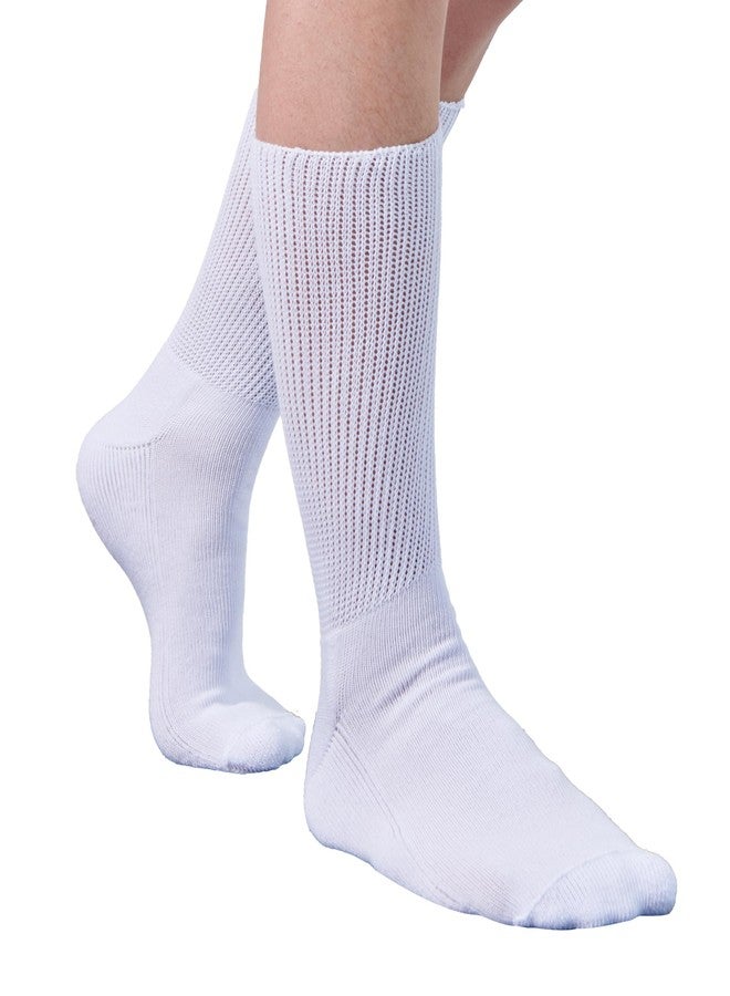 Y2Y2 Extra Wide Diabetic Socks, Non-Binding Edema Non Slip Hospital Socks, Shoe Size 7-12, 2 Pairs White - Image 1