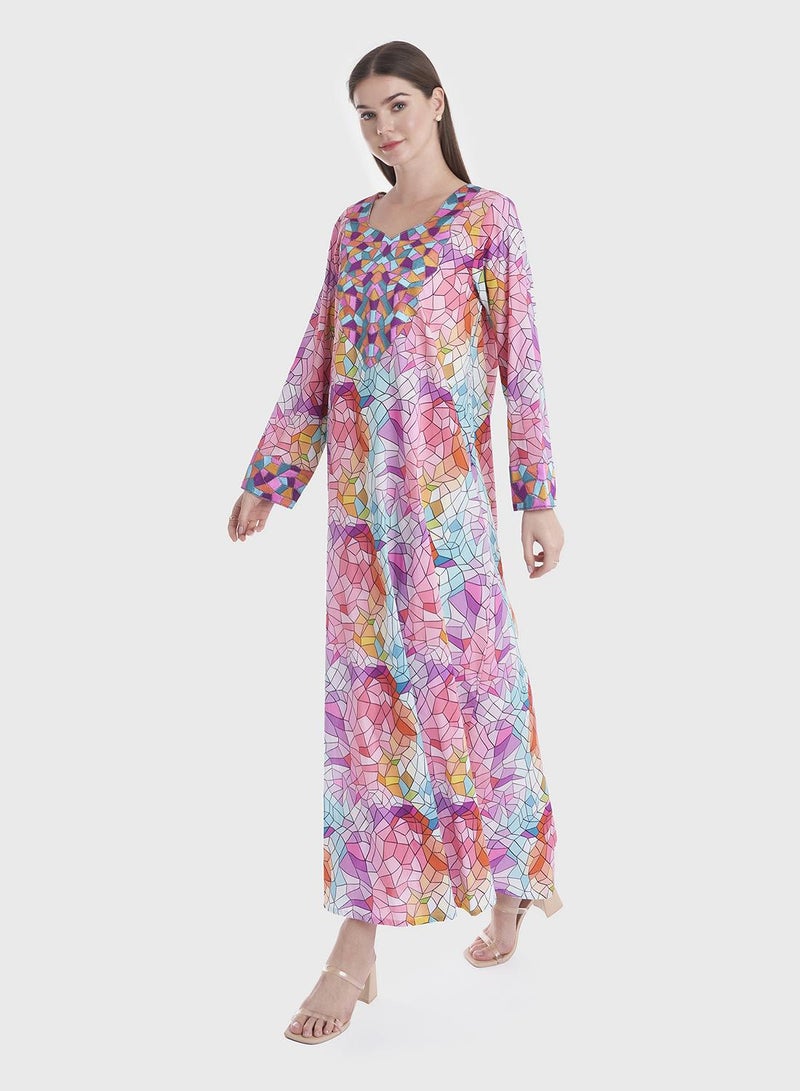 KASHKHA Mosaic Digital Print Mukhawar Jalabiya - Image 3