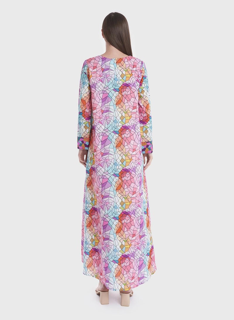 KASHKHA Mosaic Digital Print Mukhawar Jalabiya - Image 4