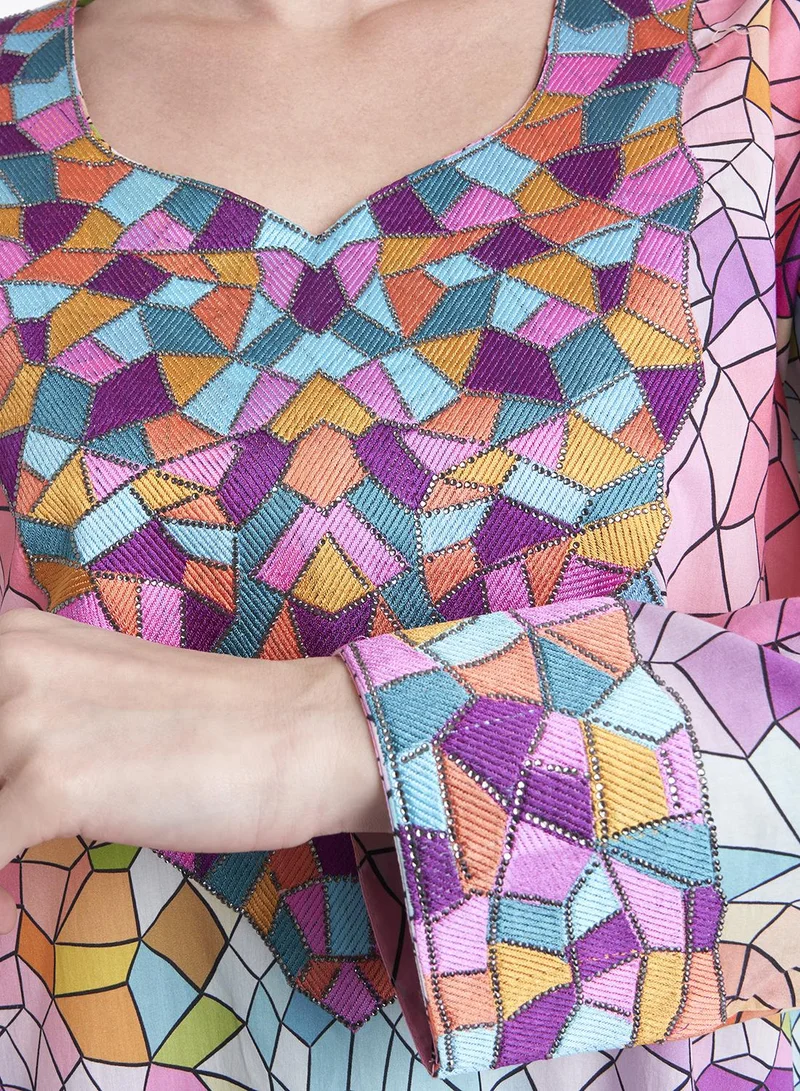 KASHKHA Mosaic Digital Print Mukhawar Jalabiya