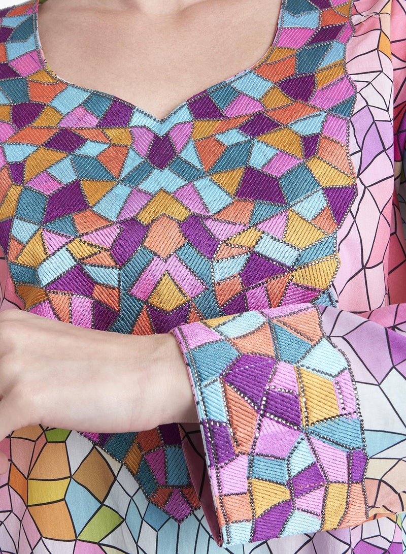 KASHKHA Mosaic Digital Print Mukhawar Jalabiya - Image 5