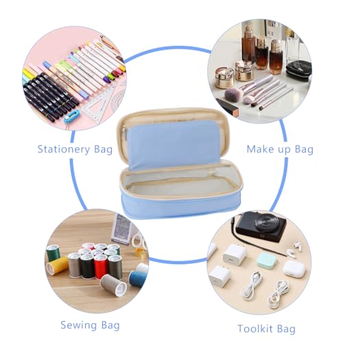 iSuperb Foldable Pencil Case Zipper Big Capacity Aesthetic Canvas Pencil Pouch Compartments Stationery Organizers Pen Bag for Kids Girls Boys Teen Child Student School Supplies Makeup Bags - Image 4