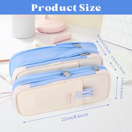 iSuperb Foldable Pencil Case Zipper Big Capacity Aesthetic Canvas Pencil Pouch Compartments Stationery Organizers Pen Bag for Kids Girls Boys Teen Child Student School Supplies Makeup Bags - Image 5