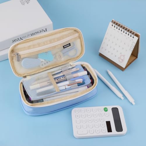 iSuperb Foldable Pencil Case Zipper Big Capacity Aesthetic Canvas Pencil Pouch Compartments Stationery Organizers Pen Bag for Kids Girls Boys Teen Child Student School Supplies Makeup Bags - Image 2