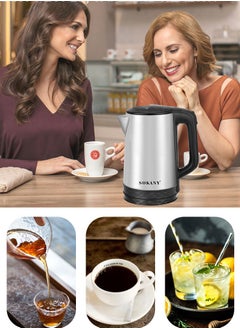 sokany Electric Kettle,2.3L Stainless Steel Electric Kettle with 360-Degree Rotation Base, Auto Safety Off, Perfect for Boiling Water, Milk & Tea, Protection from Overheating and Dry Boil  1500 W SK-09022,Silver/Black  - Image 3
