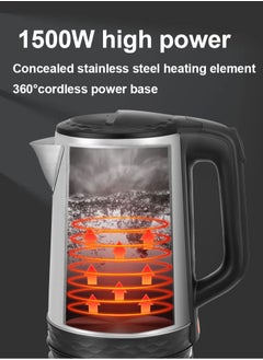 sokany Electric Kettle,2.3L Stainless Steel Electric Kettle with 360-Degree Rotation Base, Auto Safety Off, Perfect for Boiling Water, Milk & Tea, Protection from Overheating and Dry Boil  1500 W SK-09022,Silver/Black  - Image 4