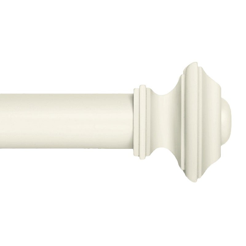 Ivilon Square Designed Style Window Side Curtain Rod, 1 1/8 inch Diameter. 16 to 28 Inch - Ivory/White
